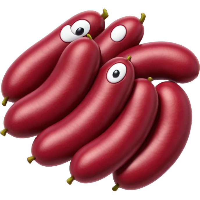 red beans, small cluster, kidney-shaped, brick red to deep burgundy, smooth, plump, glossy, natural curves, no extras, no faces, clean 3D, soft shadows, transparent background, emoji scale emoji
