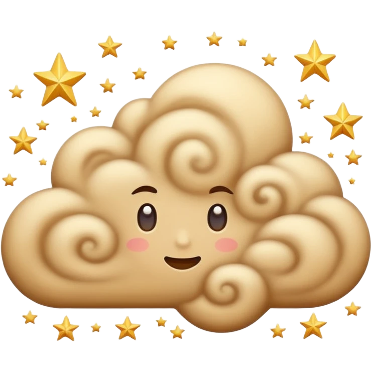 A cloud of dust with various swirls and stars emerging from it. emoji