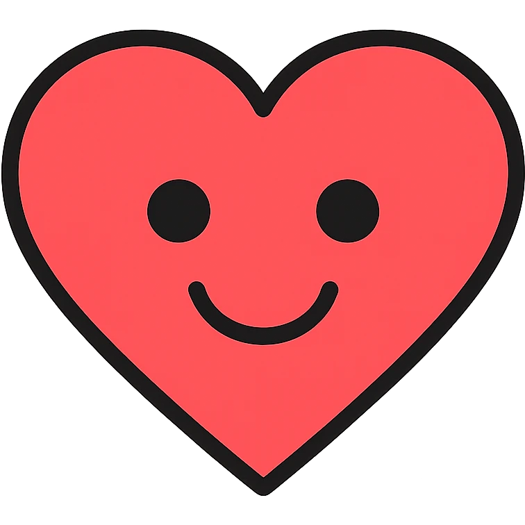 colorful outlined icon of a heart with a smiling face emoji