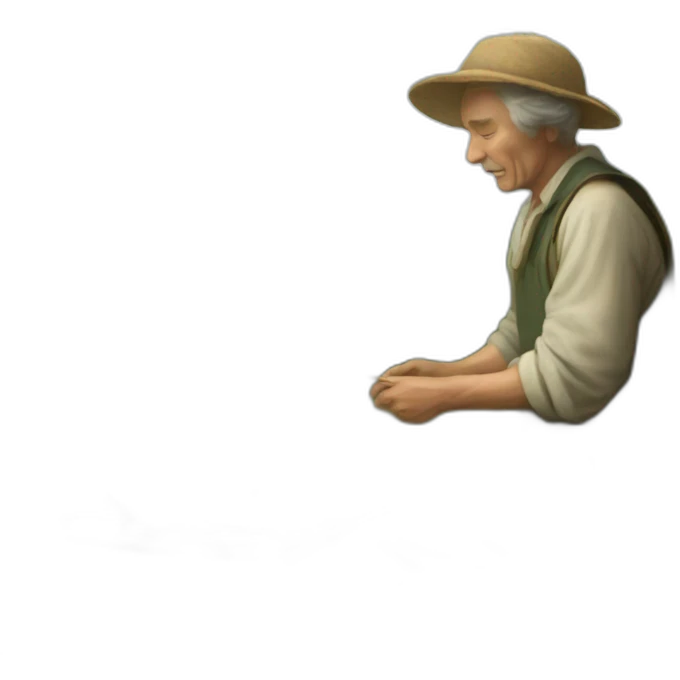 an old painter painting a beautiful landscape emoji