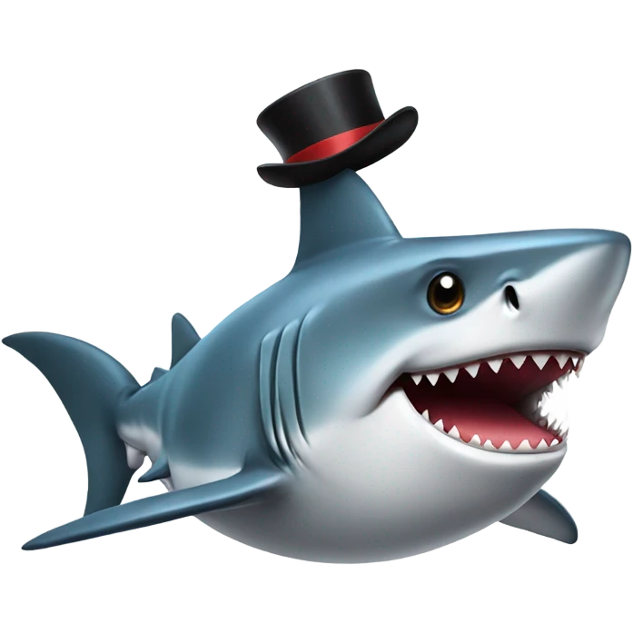 Shark with a top hat emoji