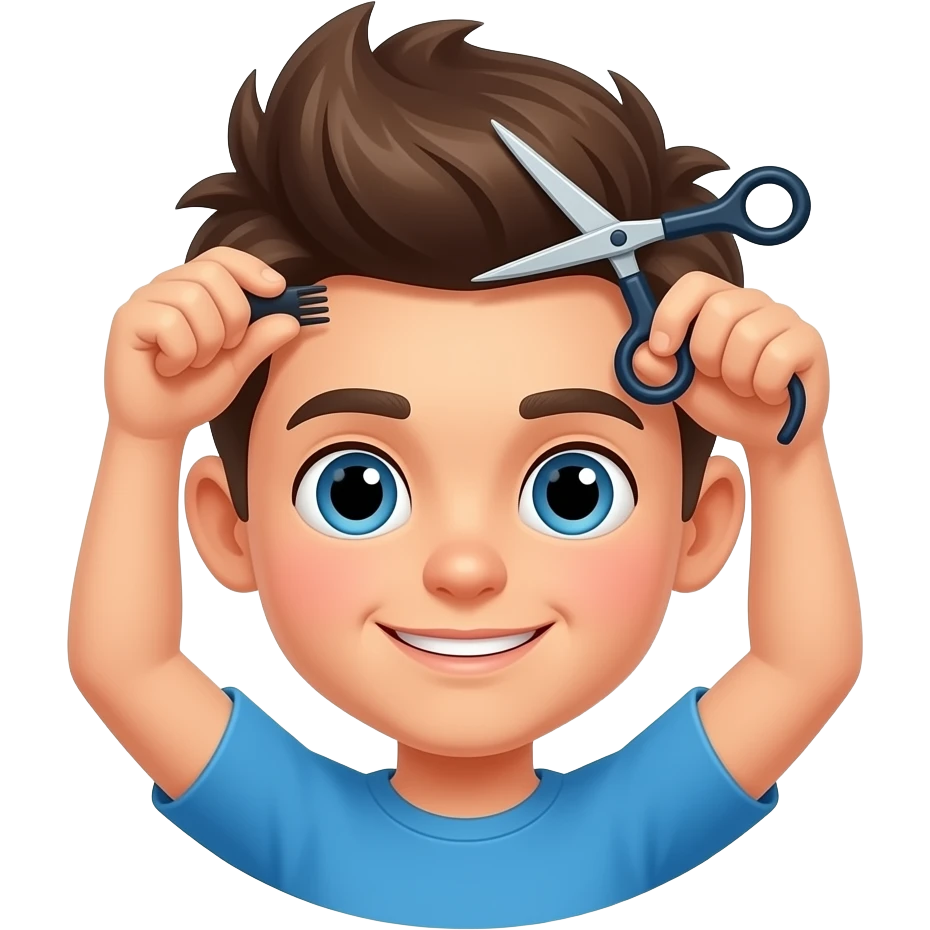 Hair cutting logo boys emoji