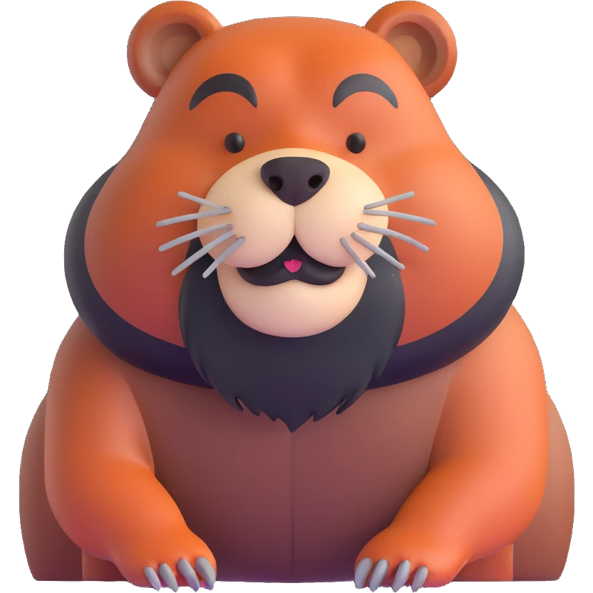 brutal beaver with a black beard emoji