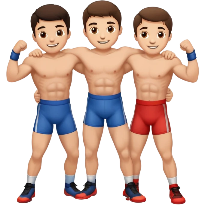 Three young brunette brothers wrestling  emoji