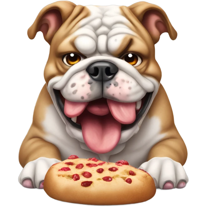 agressive bulldog eating the feeling of being in love emoji