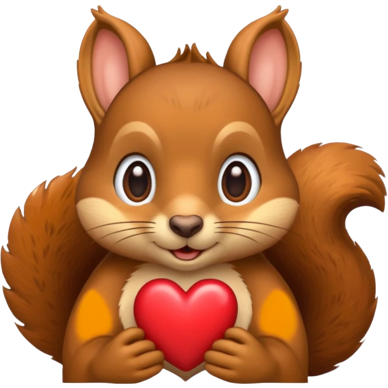 squirrel emoji with heart shapes in place of eyes, apple emoji style, no text emoji