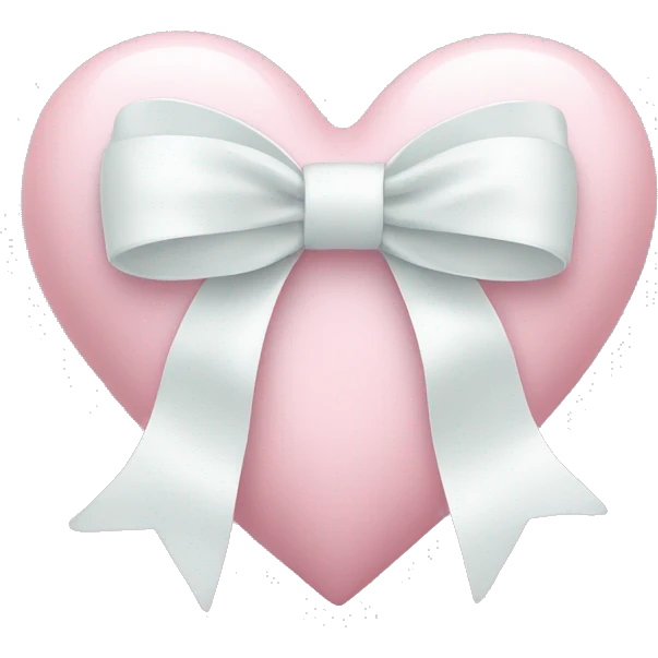 Pastel pink heart with white bow emoji