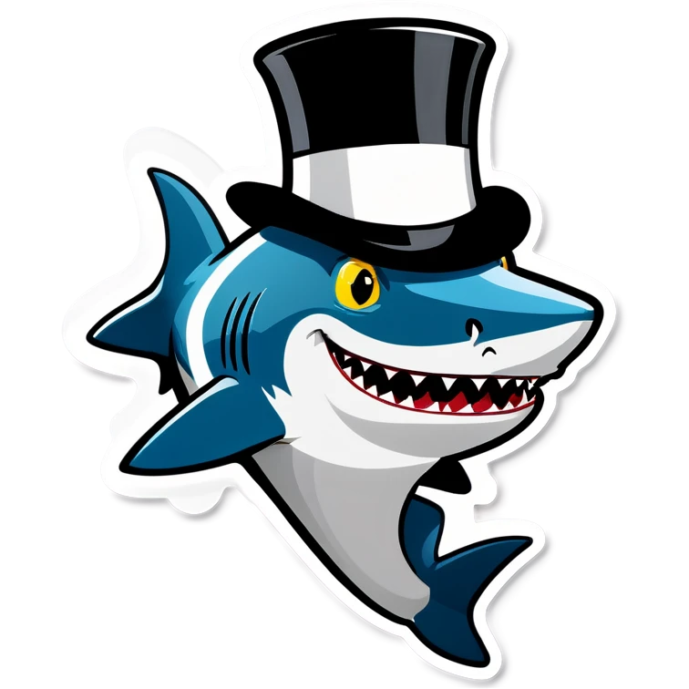 Shark with a top hat emoji