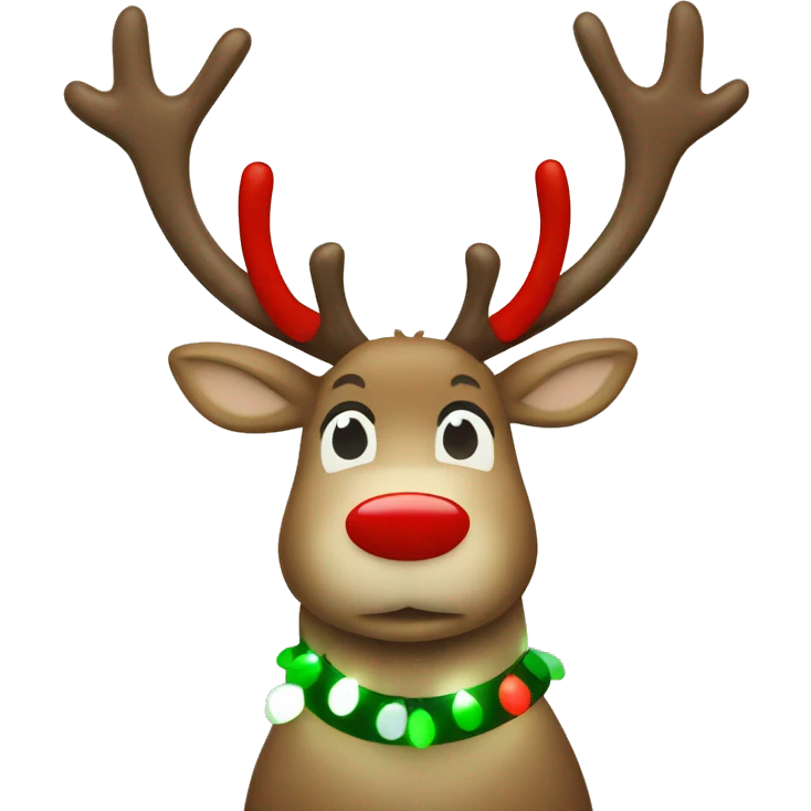 Reindeer with red, green, & white vintage Christmas lights  emoji