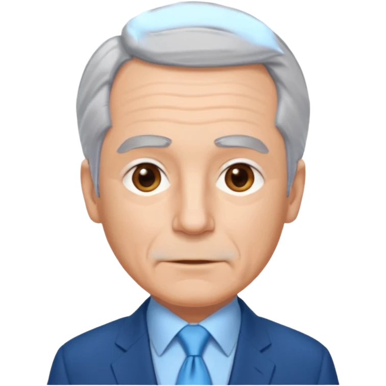 Create an emoji of a 62-year-old man in a blue suit and light blue tie with gray hair. emoji