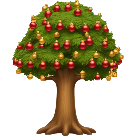 tree with red and gold ornaments emoji