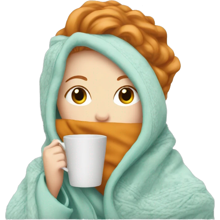 ginger white girl wearing blanket sipping tea emoji
