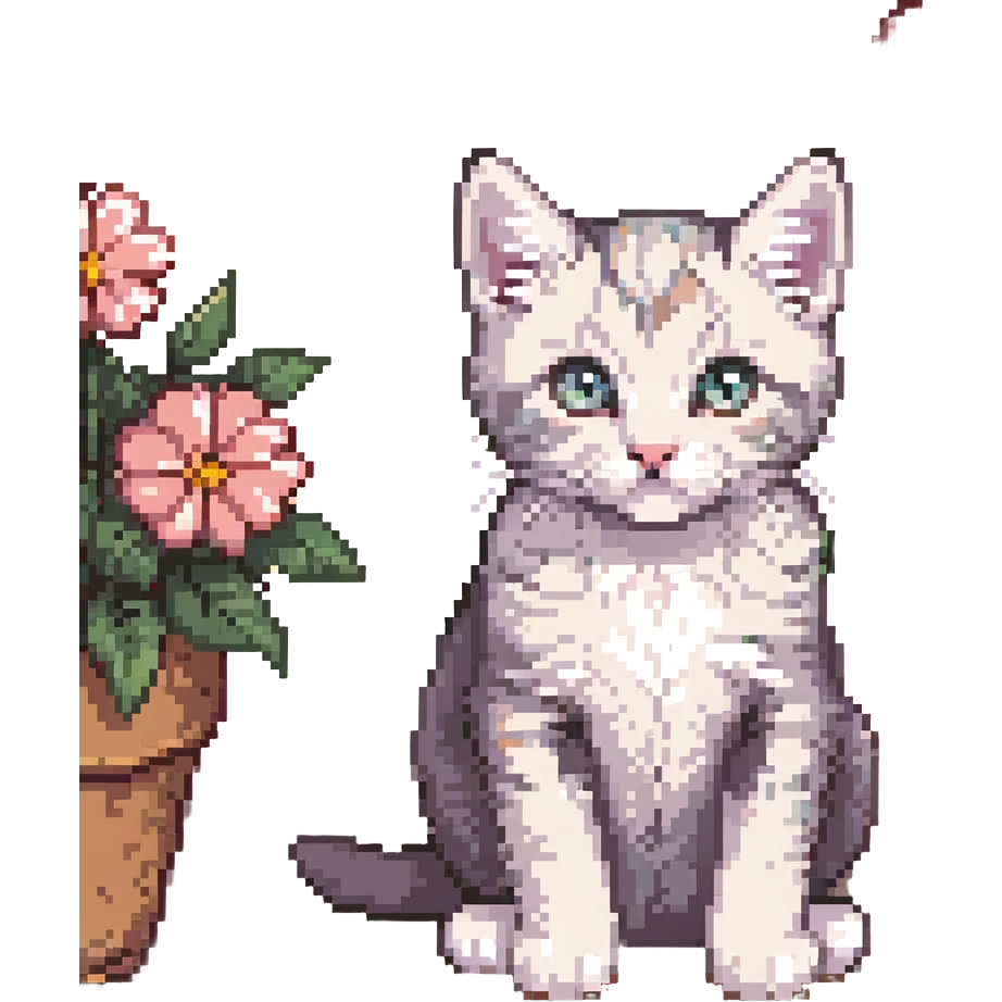 Kitten and flowers emoji