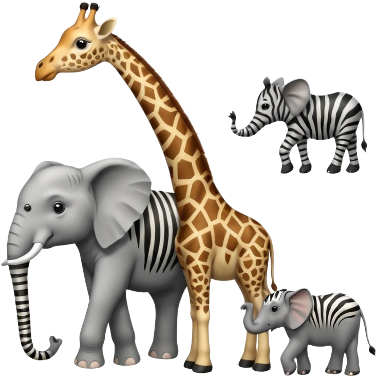 Make giraffe and zebra with no long neck and elephant emoji