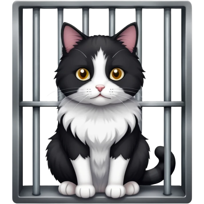 Black and white cat in jail emoji