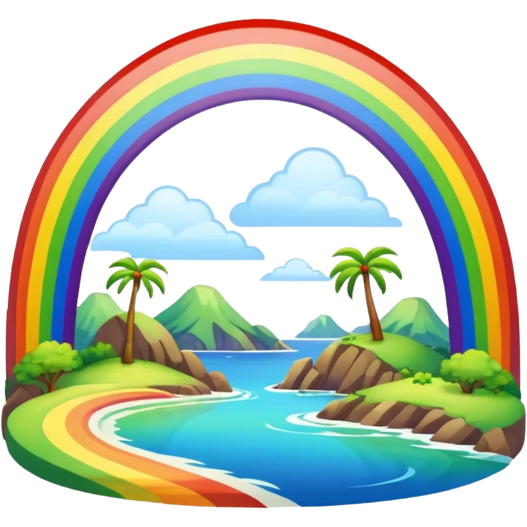 Rainbow Bridge – Arched rainbow connecting islands. emoji