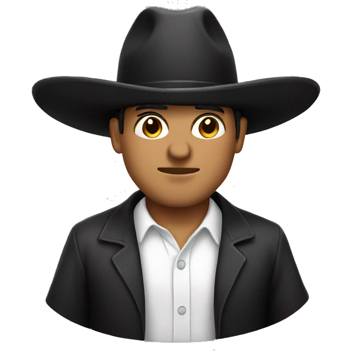 Mexican man face with black hat white shirt emoji