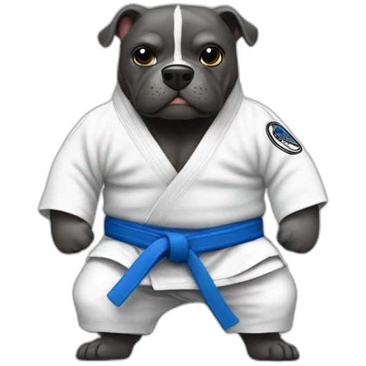 jiu-jitsu pirbull with blue belt emoji