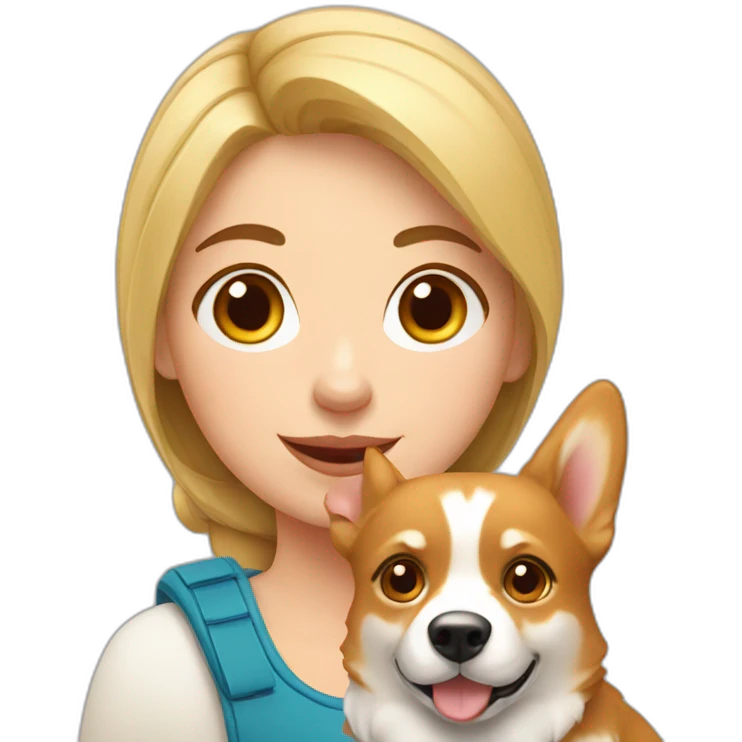 Russian girl with corgi emoji