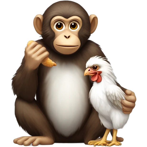 Monkey with chicken emoji