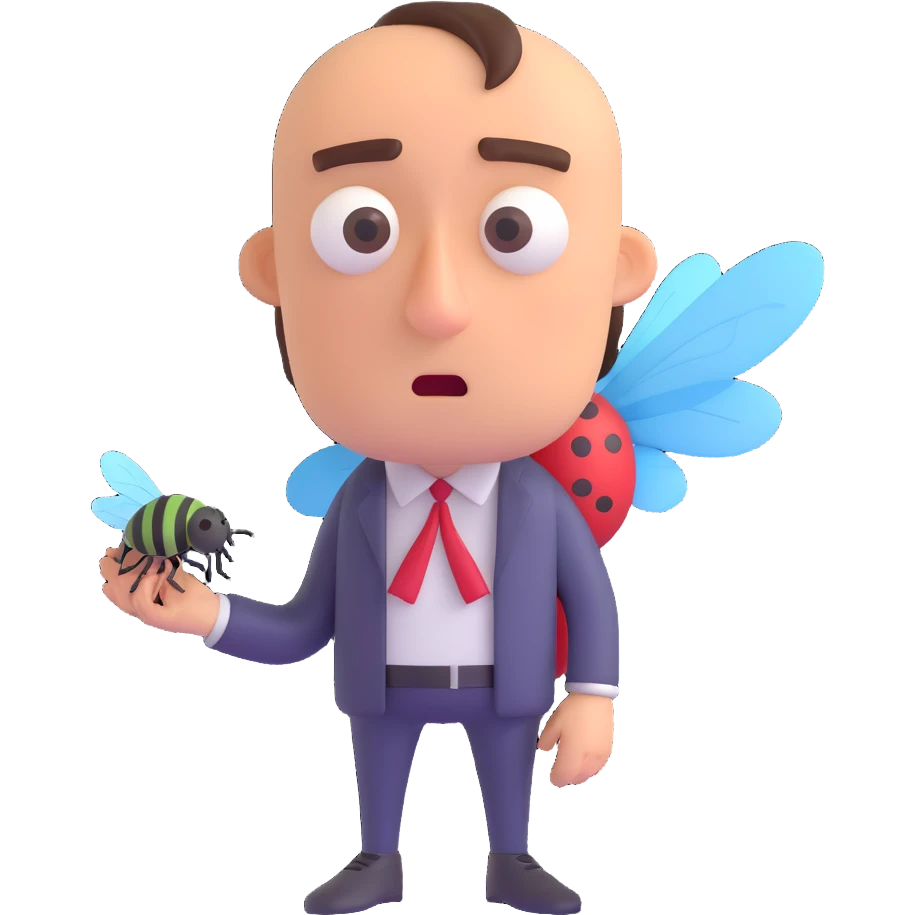 annoyed man looking at a fly emoji