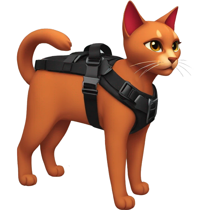 Anthro Edgy Elegant anthro black red cat warrior harness collar techwear emoji