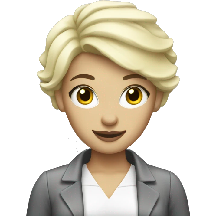blond beautician with short hair and a grey un emoji