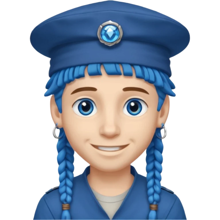 very handsome boy big blue eyes, scout boy with, blue dreadlocks, and big earrings and scouts hat emoji