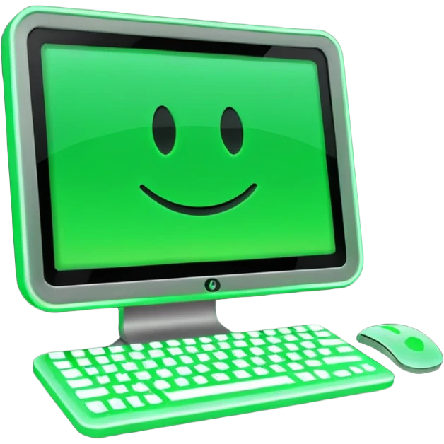 computer with green code emoji