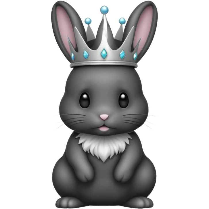 black bunny with silver crown emoji