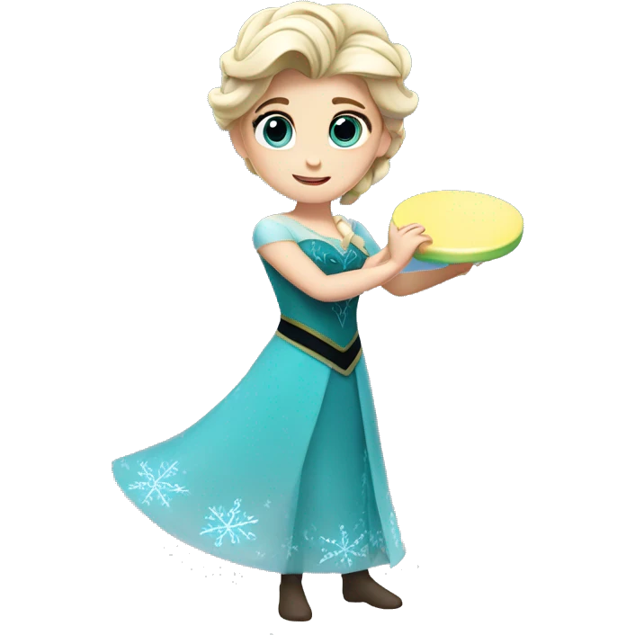Elsa playing with a frisbee emoji