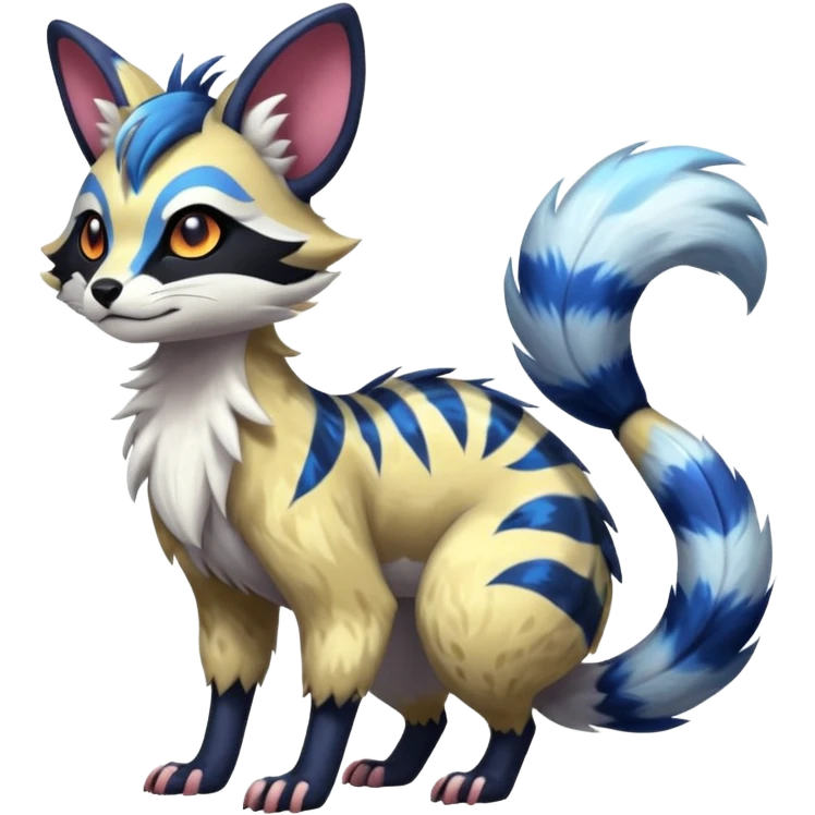 Futuristic furry fluffy floofy feathery tribal marked Genet-Absol-Furret-Zeraora-Primagen-fusion-creature  emoji