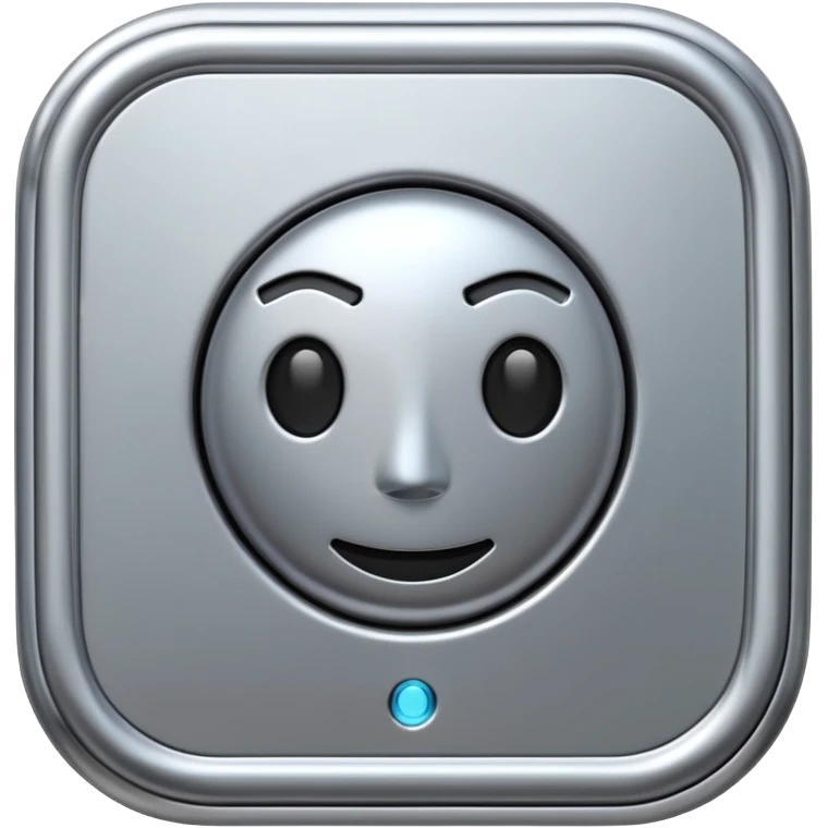 A futuristic microchip emoji made of polished silver chrome, minimal circuit details, smooth metallic surface, soft lighting, iOS emoji style, centered, clean white background emoji