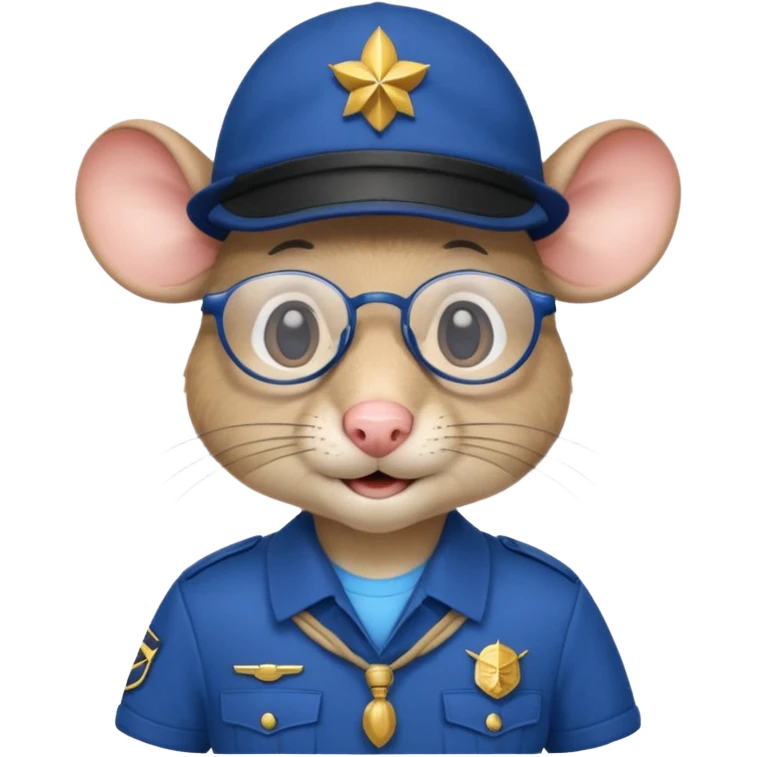 humaniod mice with a scout hat with glasses blue uniform emoji