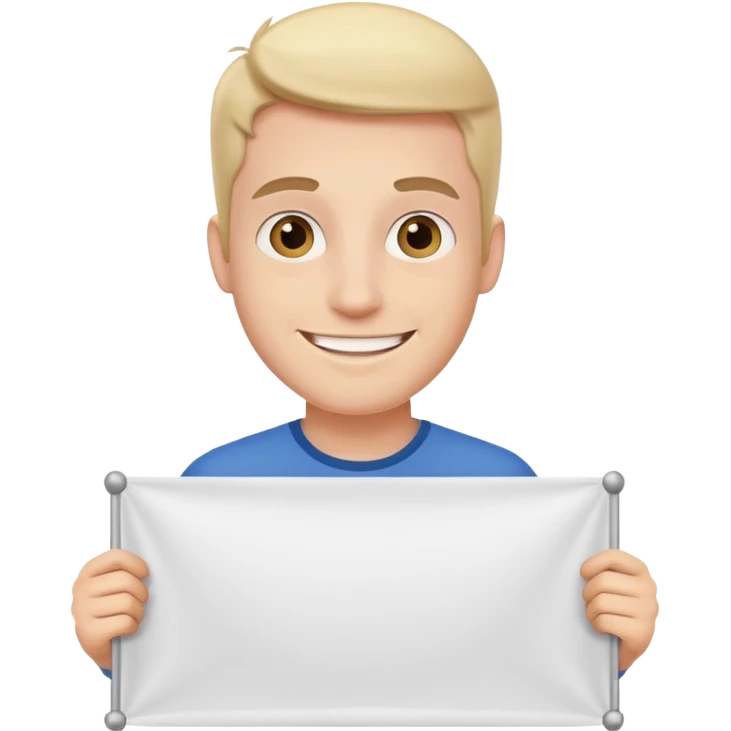 man holding banner emoji