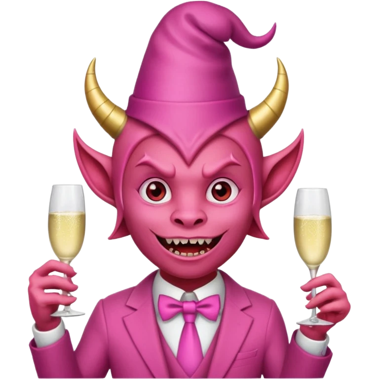 Devil with pink party hat emoji