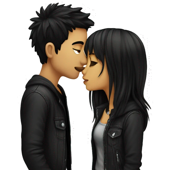 Black haired emo couple kissing  emoji