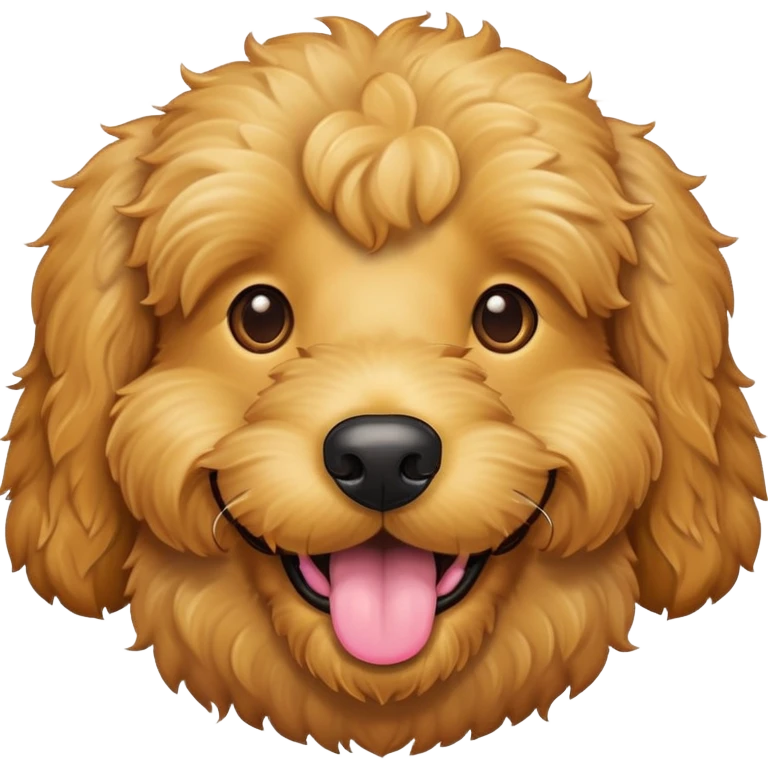 Yellow Golden-doodle dog head smiling with tongue out  emoji