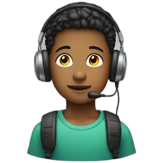 young boy listening to audio emoji