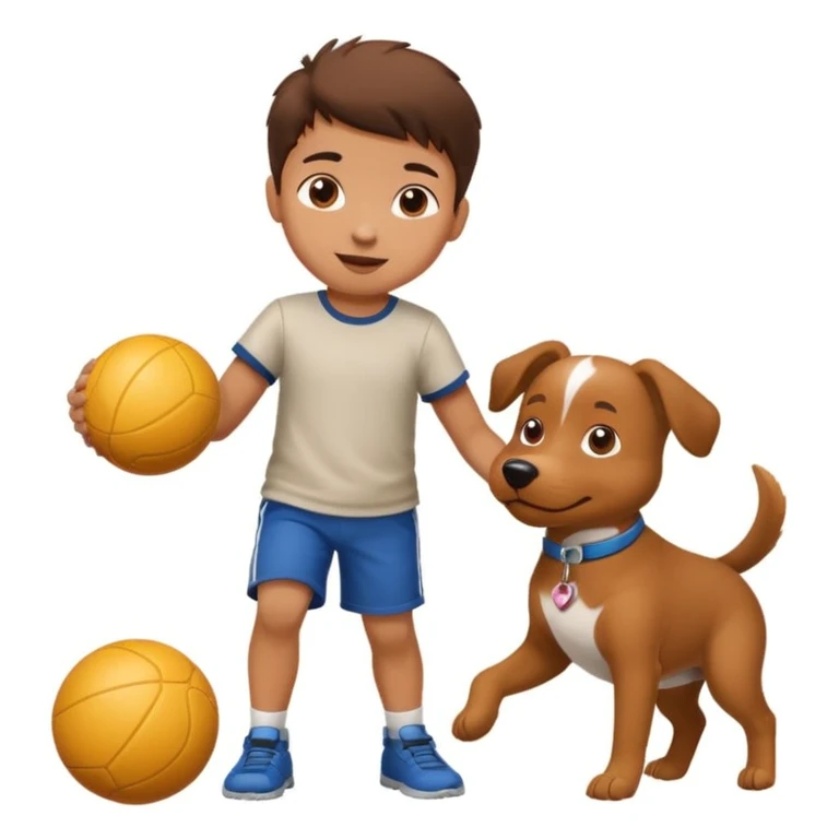 kid and dog playing with ball emoji