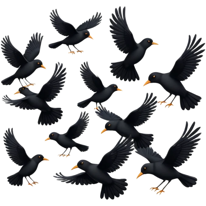 Flying in one direction multiple black birds emoji emoji