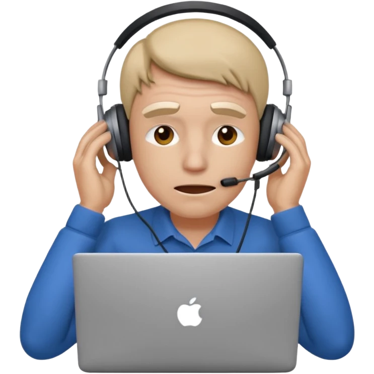 Overwhelmed trader in front of laptop emoji