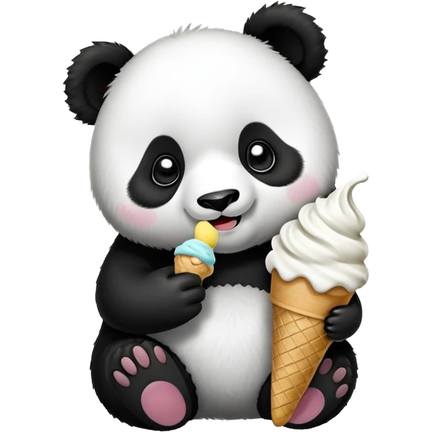 Panda eating ice cream emoji