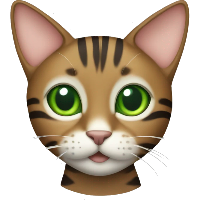 Full body striped brown cat with green eyes emoji