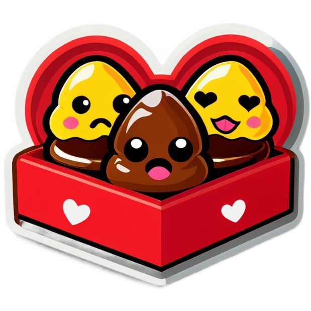 Valentine’s Day heart shaped box of poop emoji chocolates emoji