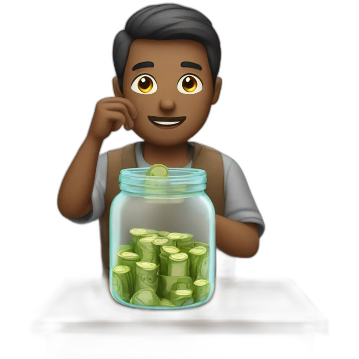 man putting money in the jar emoji