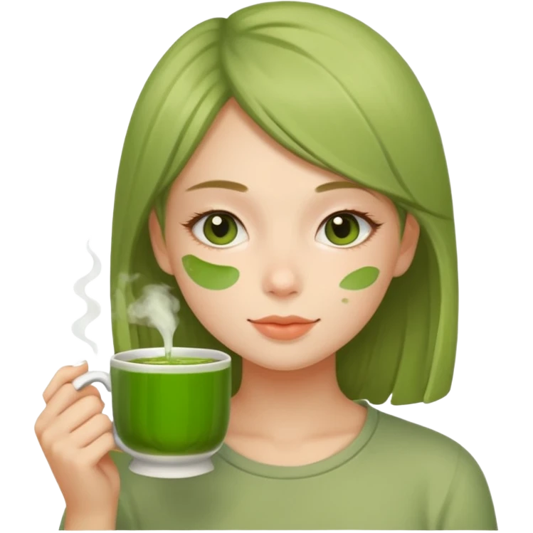 Girl drinking matcha emoji