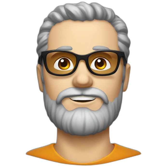 Homme chauve avec une barbe rousse et des lunettes emoji