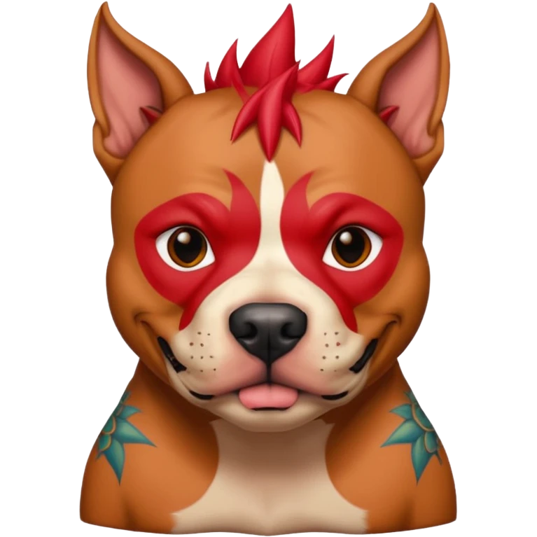 very tattoed face pitbull dog with red spiky hair emoji