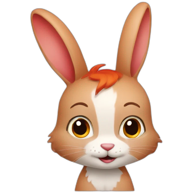 a bunny with red hair like a person emoji